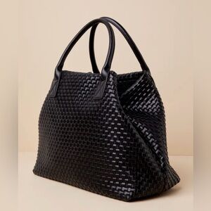 Lulus Big Time Moves Black Woven Oversized Tote Bag